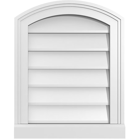 Ekena Millwork Arch Top Surface Mount PVC Gable Vent: Functional, w/ 2"W x 2"P Brickmould Sill Frame, 16"W x 20"H GVPAR16X2003SF